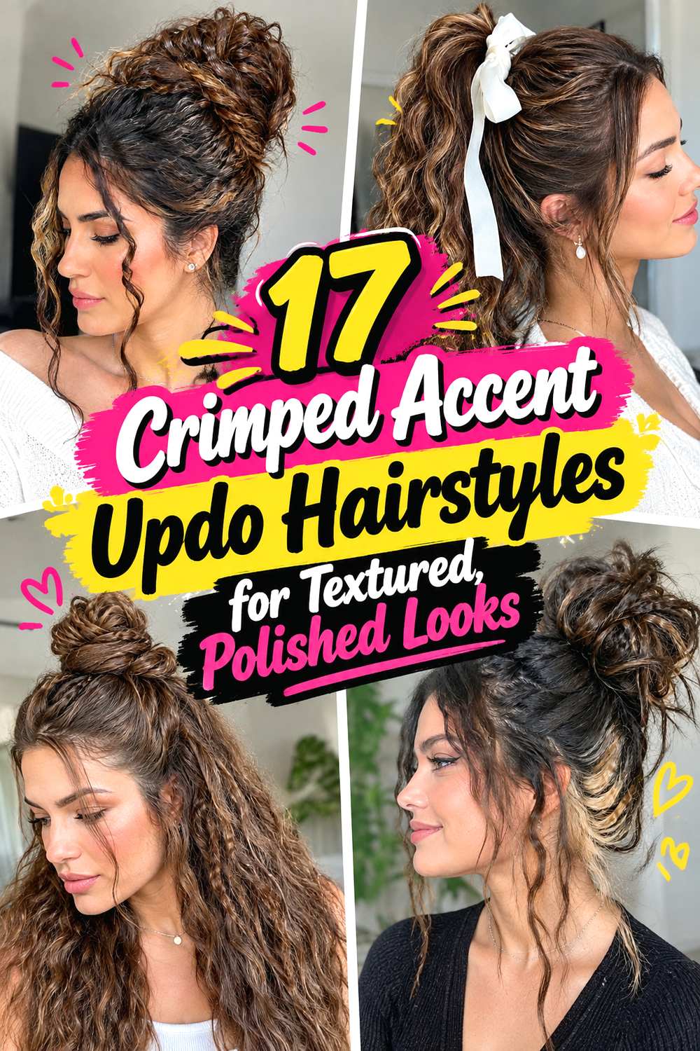 17 Crimped Accent Updo Hairstyles for Textured, Polished Looks