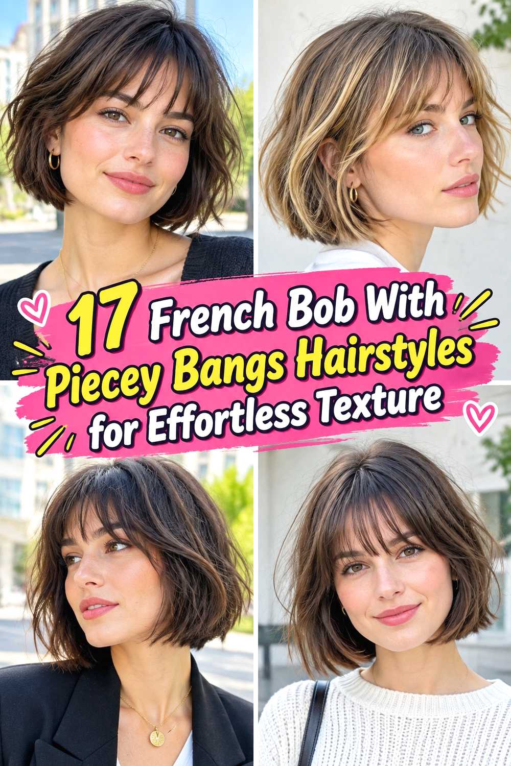 17 French Bob With Piecey Bangs Hairstyles for Effortless Texture