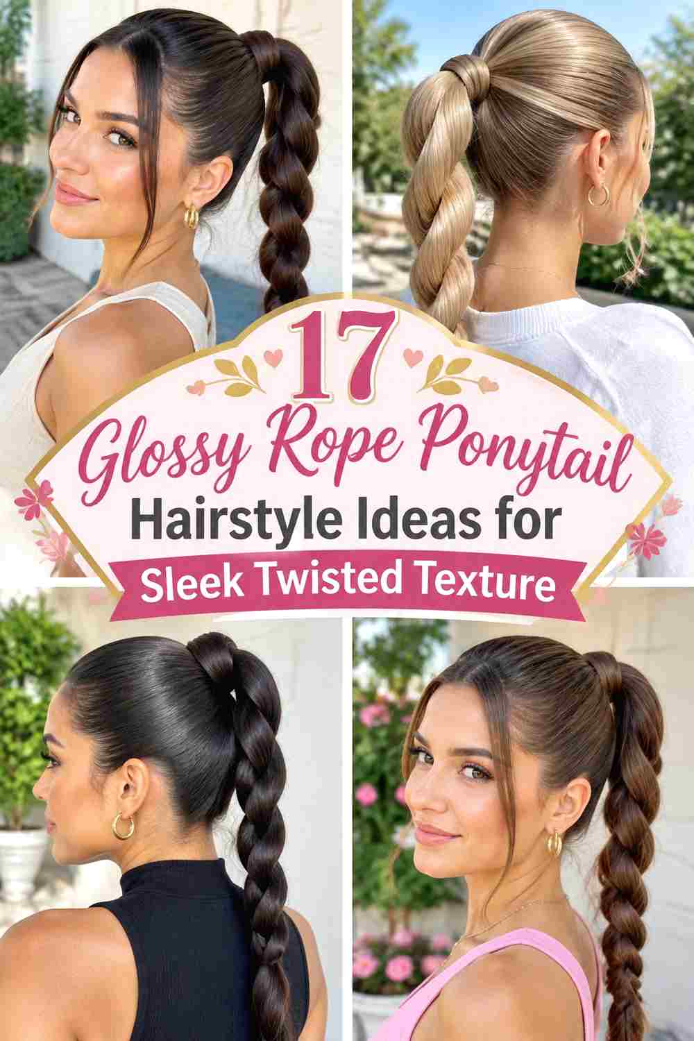 17 Glossy Rope Ponytail Hairstyle Ideas for Sleek Twisted Texture