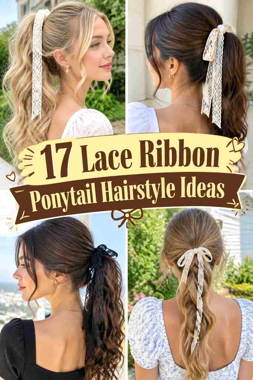 17 Lace Ribbon Ponytail Hairstyle Ideas