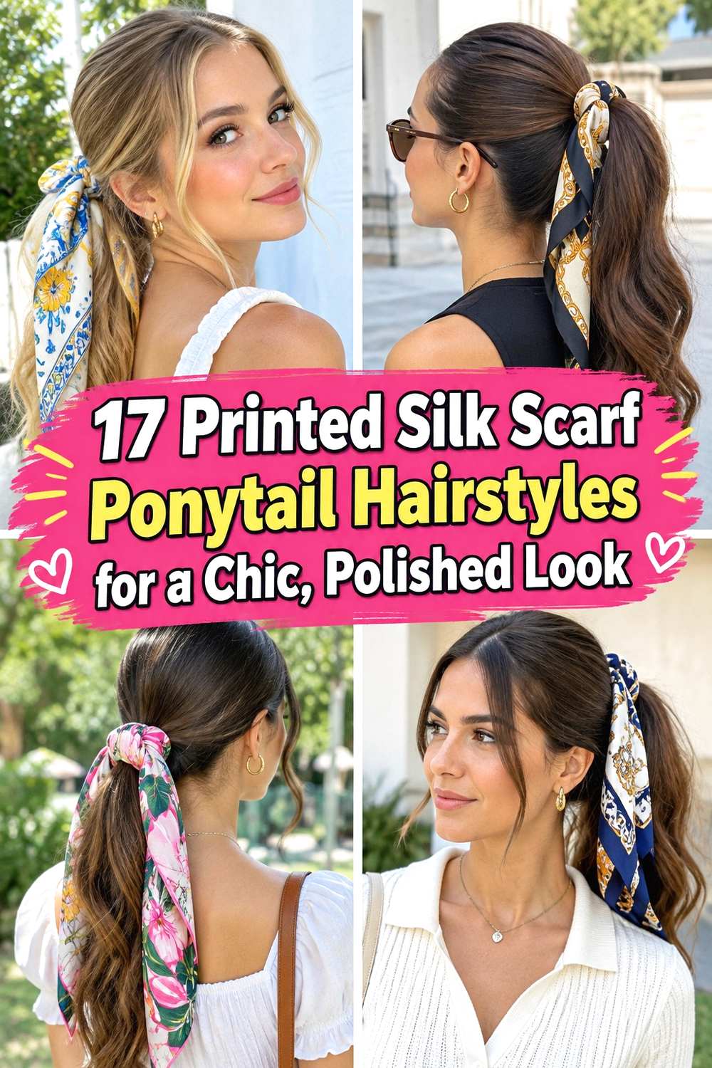 17 Printed Silk Scarf Ponytail Hairstyles for a Chic, Polished Look