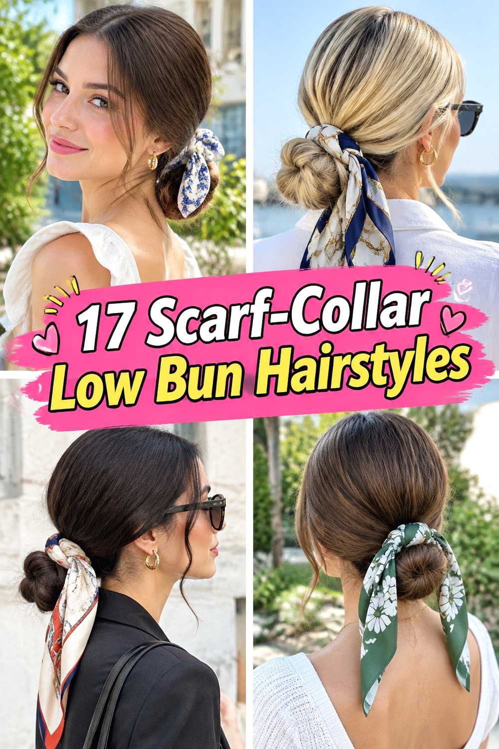 17 Scarf-Collar Low Bun Hairstyles