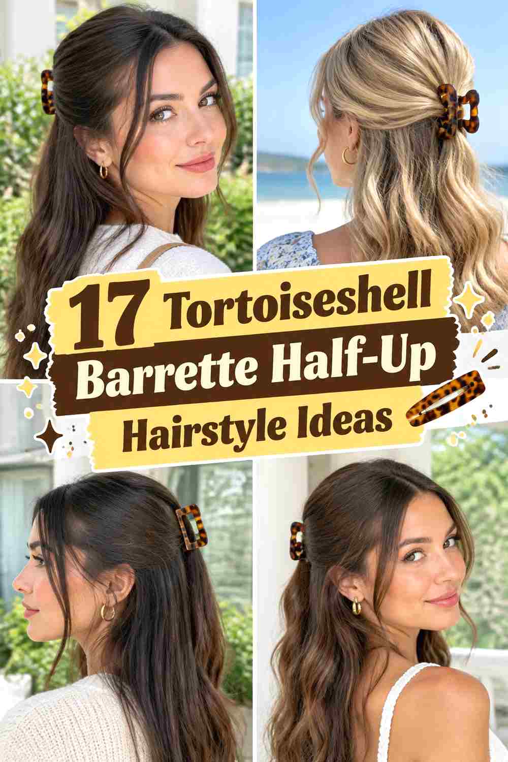 17 Tortoiseshell Barrette Half-Up Hairstyle Ideas