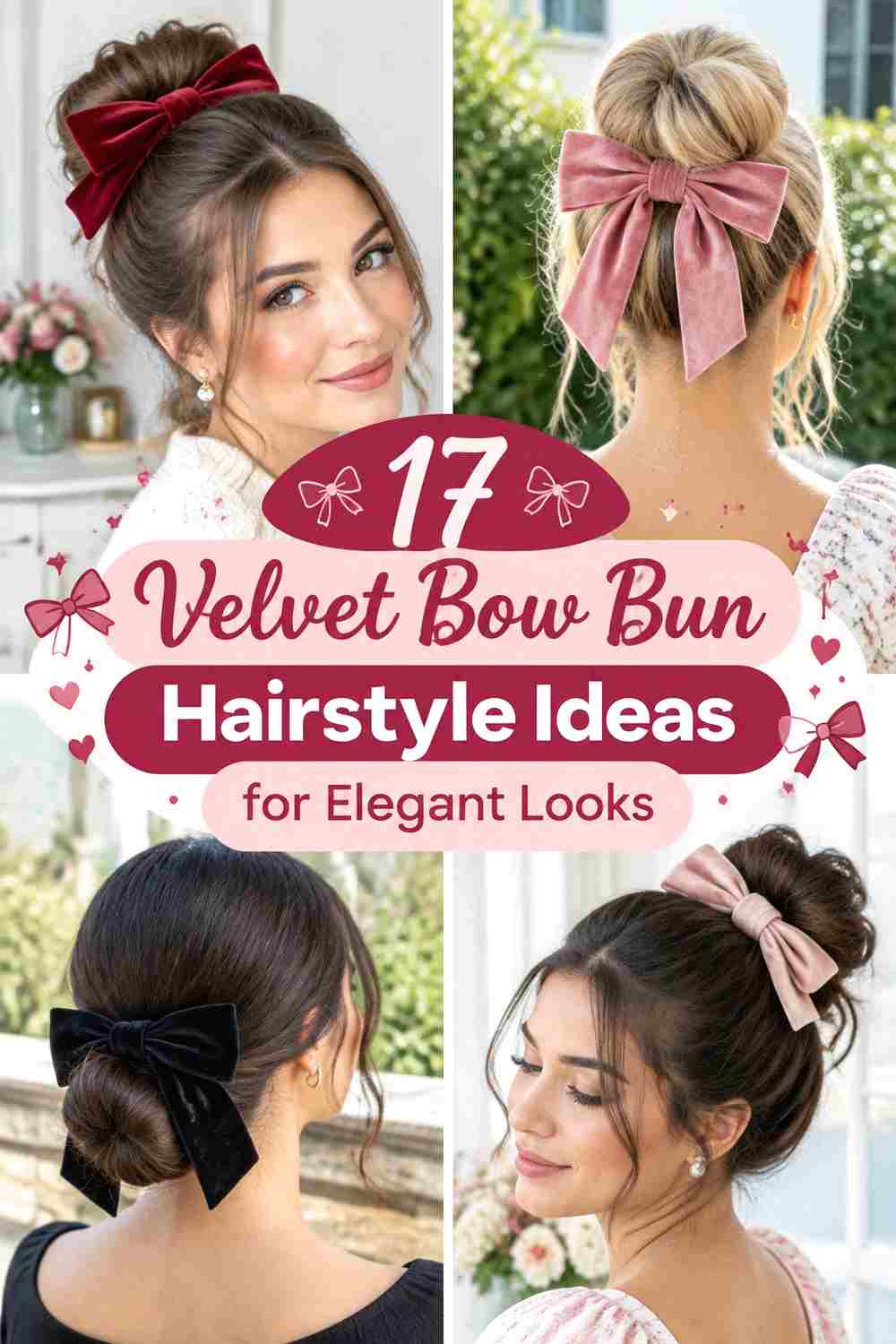 17 Velvet Bow Bun Hairstyle Ideas for Elegant Looks
