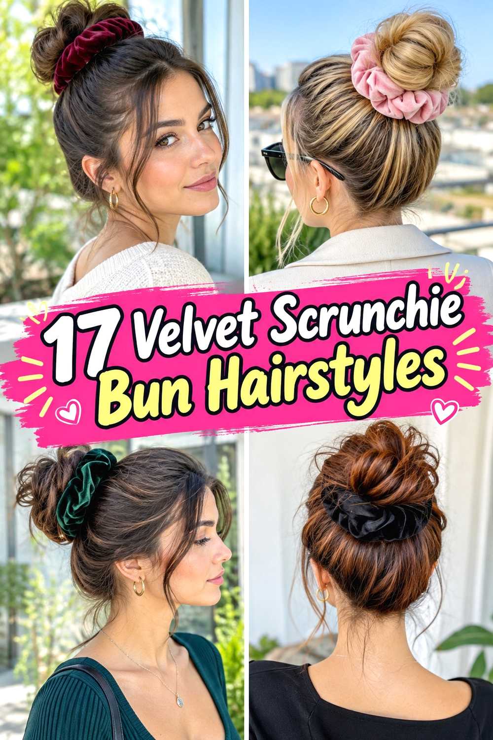 17 Velvet Scrunchie Bun Hairstyles