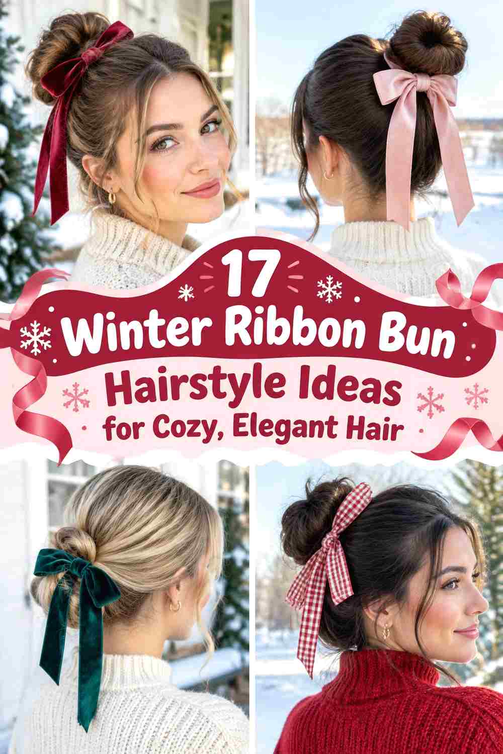 17 Winter Ribbon Bun Hairstyle Ideas for Cozy, Elegant Hair