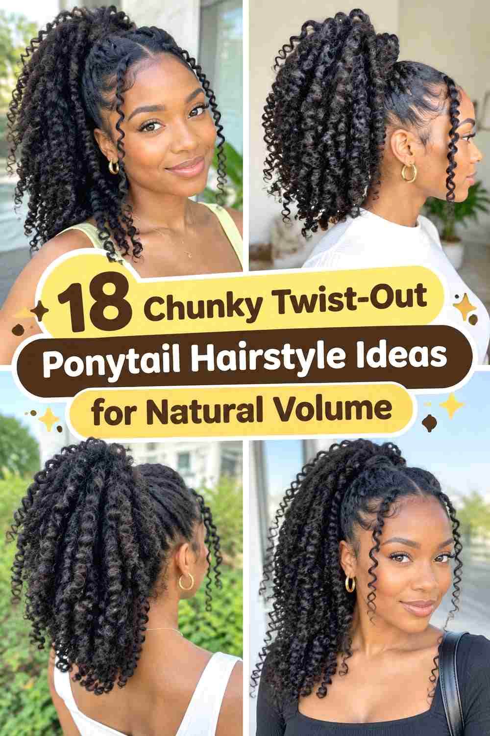 18 Chunky Twist-Out Ponytail Hairstyle Ideas for Natural Volume