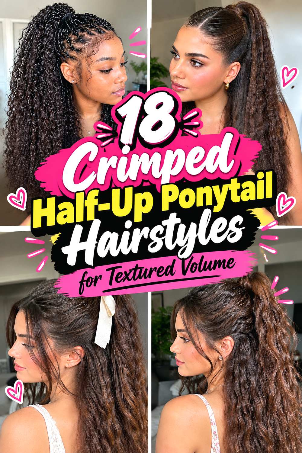 18 Crimped Half-Up Ponytail Hairstyles for Textured Volume