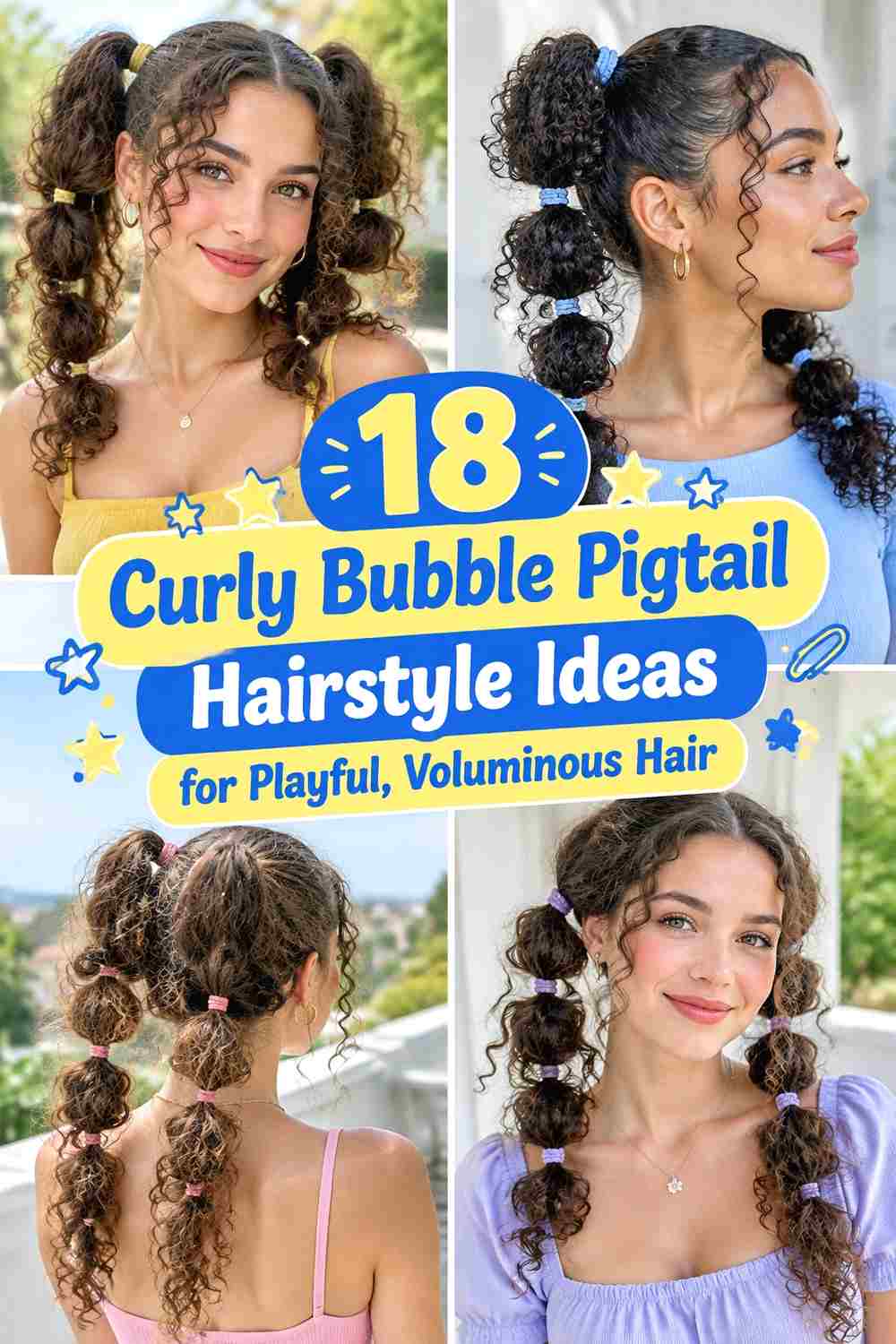 18 Curly Bubble Pigtail Hairstyle Ideas for Playful, Voluminous Hair