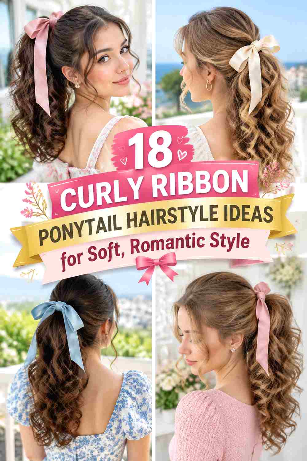 18 Curly Ribbon Ponytail Hairstyle Ideas for Soft, Romantic Style