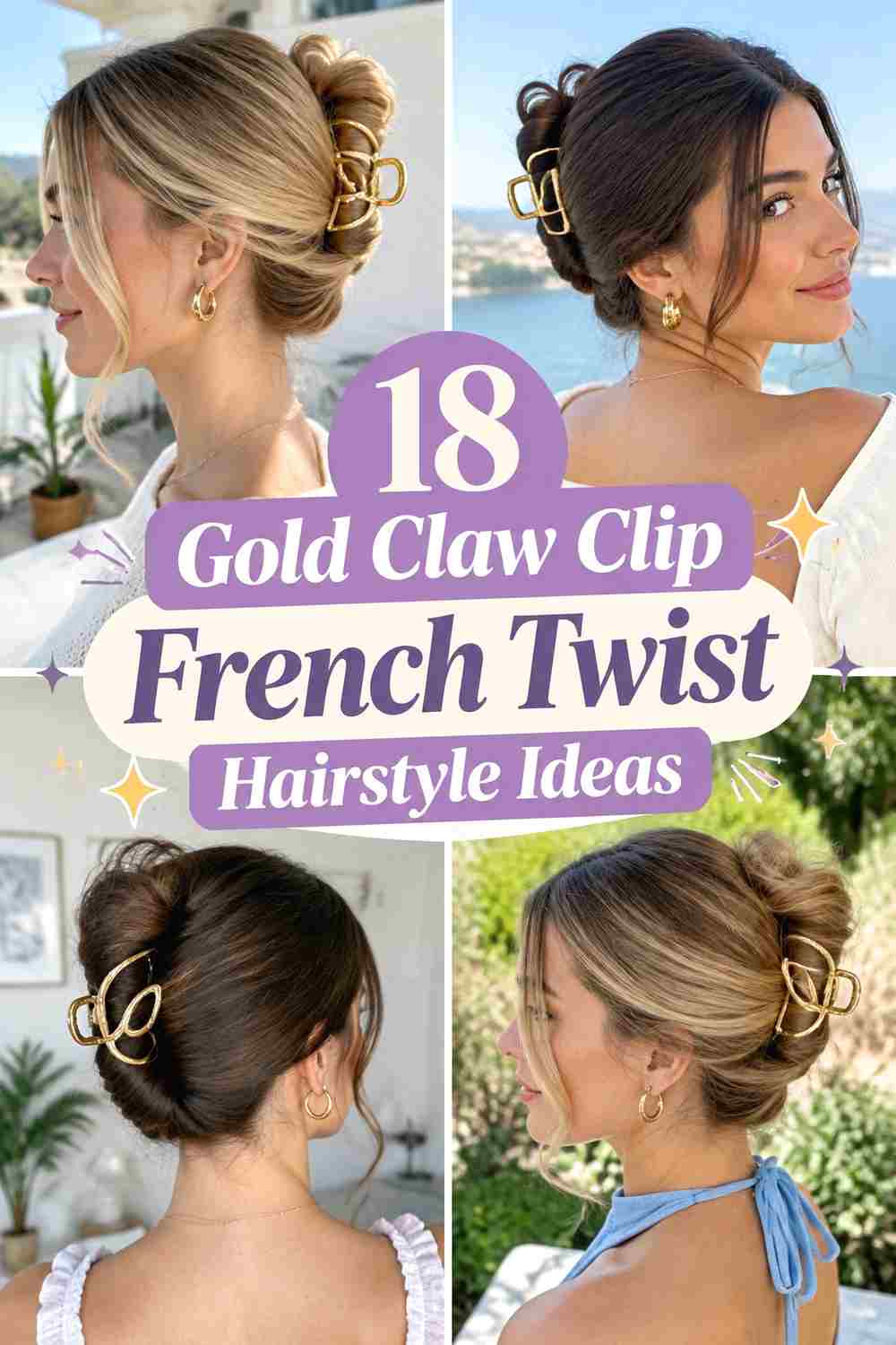 18 Gold Claw Clip French Twist Hairstyle Ideas