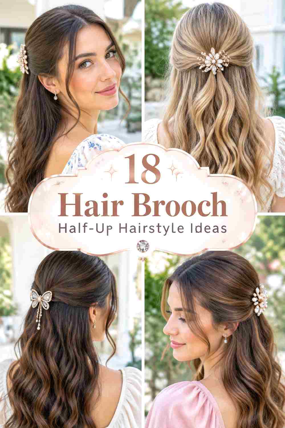 18 Hair Brooch Half-Up Hairstyle Ideas