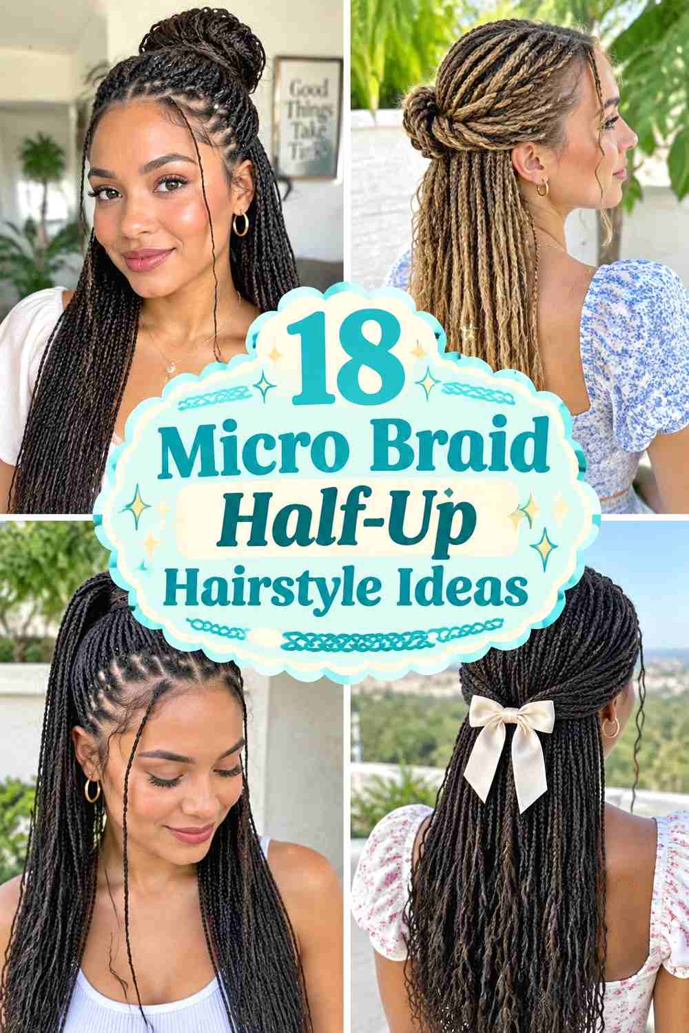 18 Micro Braid Half-Up Hairstyle Ideas