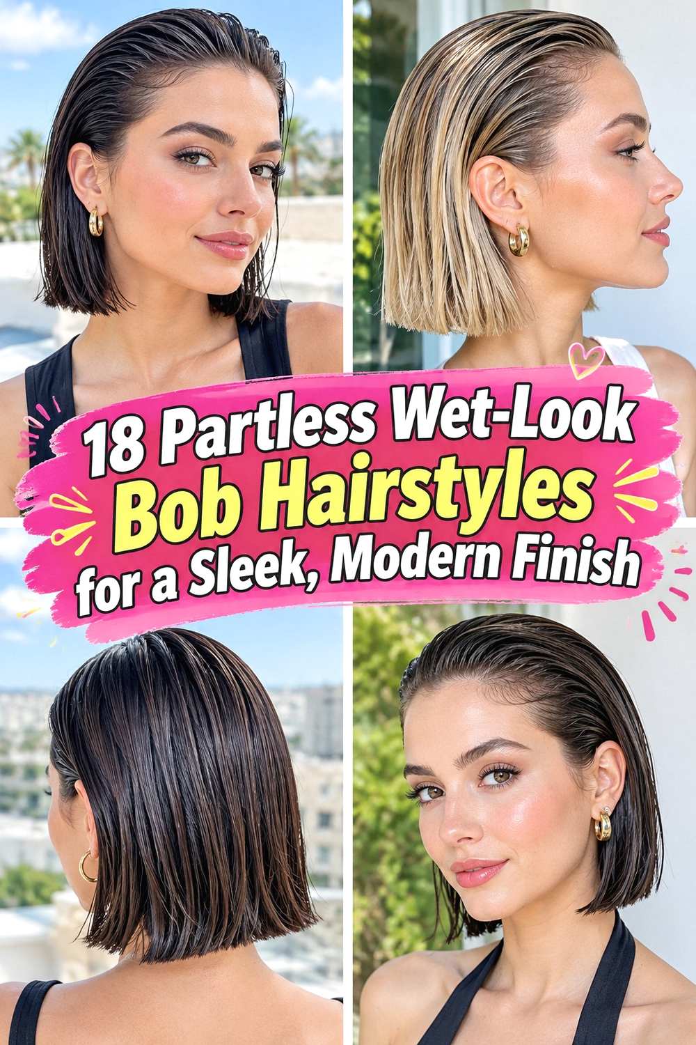 18 Partless Wet-Look Bob Hairstyles for a Sleek, Modern Finish