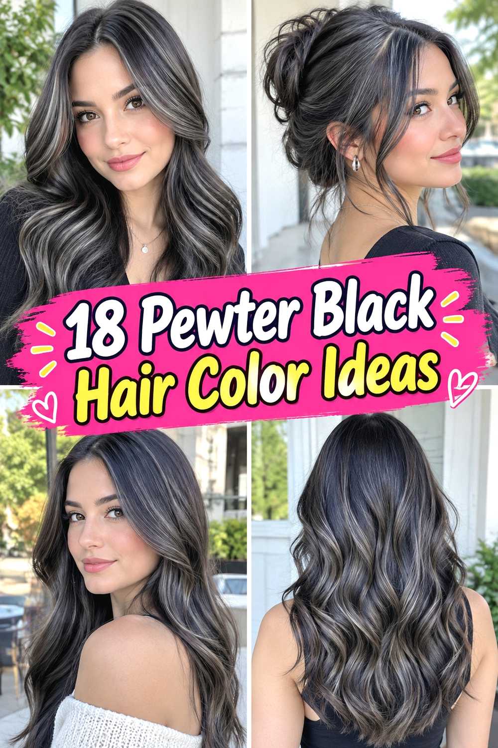 18 Pewter Black Hair Color Ideas