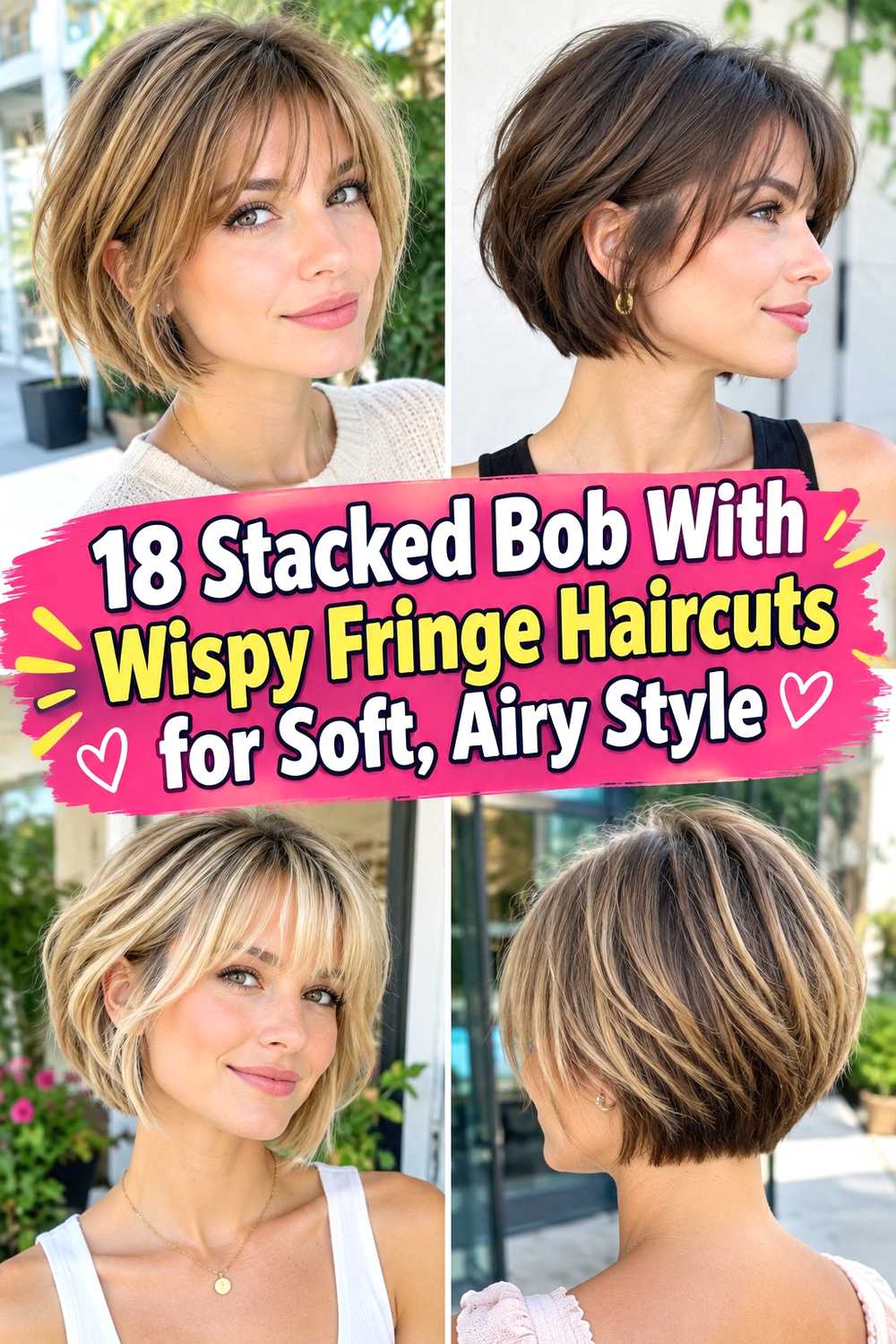 18 Stacked Bob With Wispy Fringe Haircuts for Soft, Airy Style