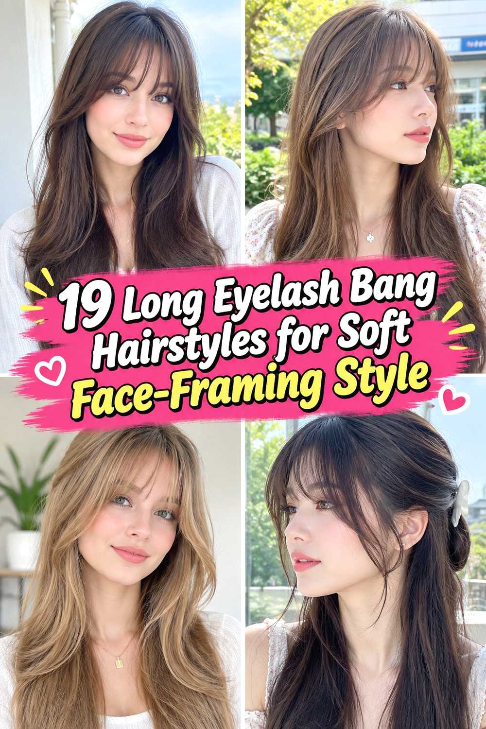 19 Long Eyelash Bang Hairstyles for Soft Face-Framing Style