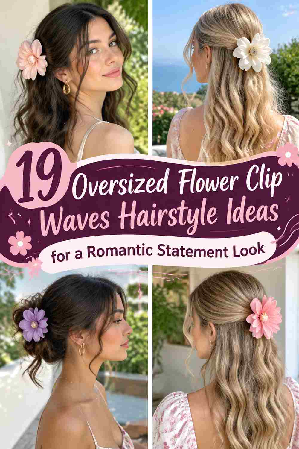 19 Oversized Flower Clip Waves Hairstyle Ideas for a Romantic Statement Look