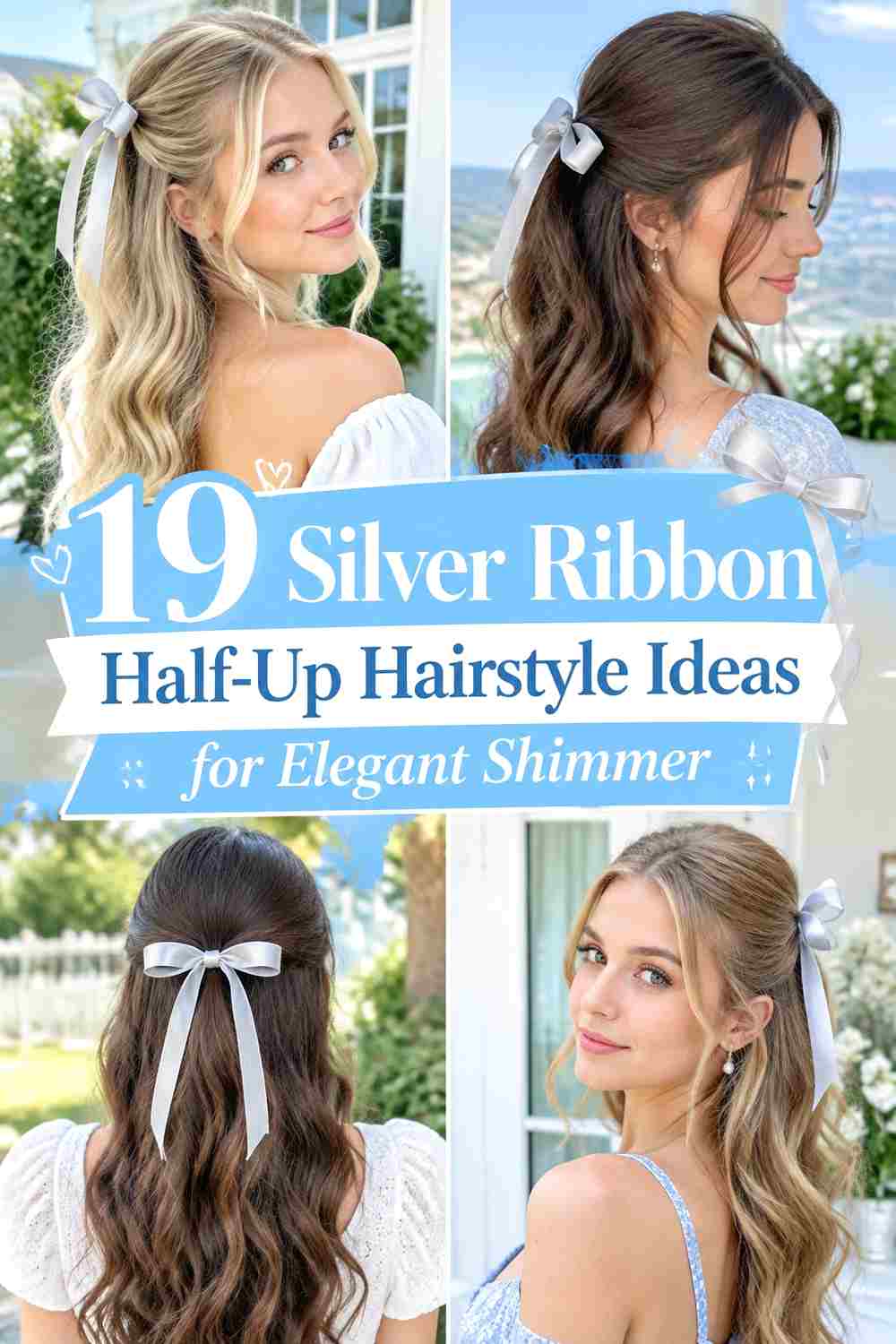19 Silver Ribbon Half-Up Hairstyle Ideas for Elegant Shimmer