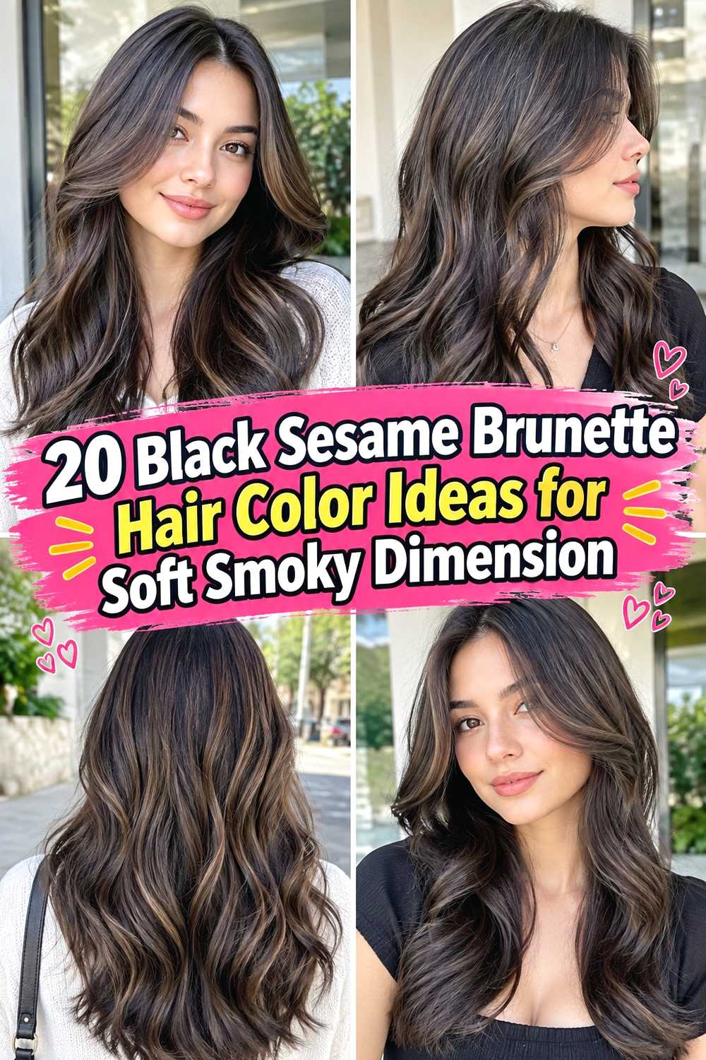 20 Black Sesame Brunette Hair Color Ideas for Soft Smoky Dimension