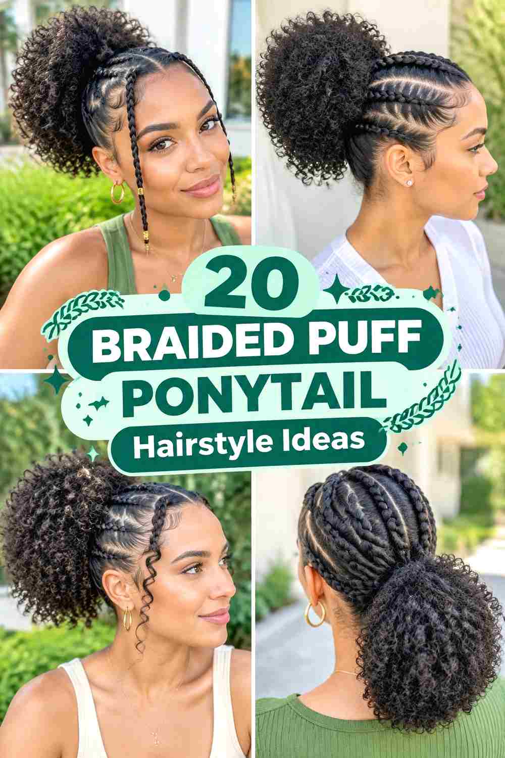 20 Braided Puff Ponytail Hairstyle Ideas
