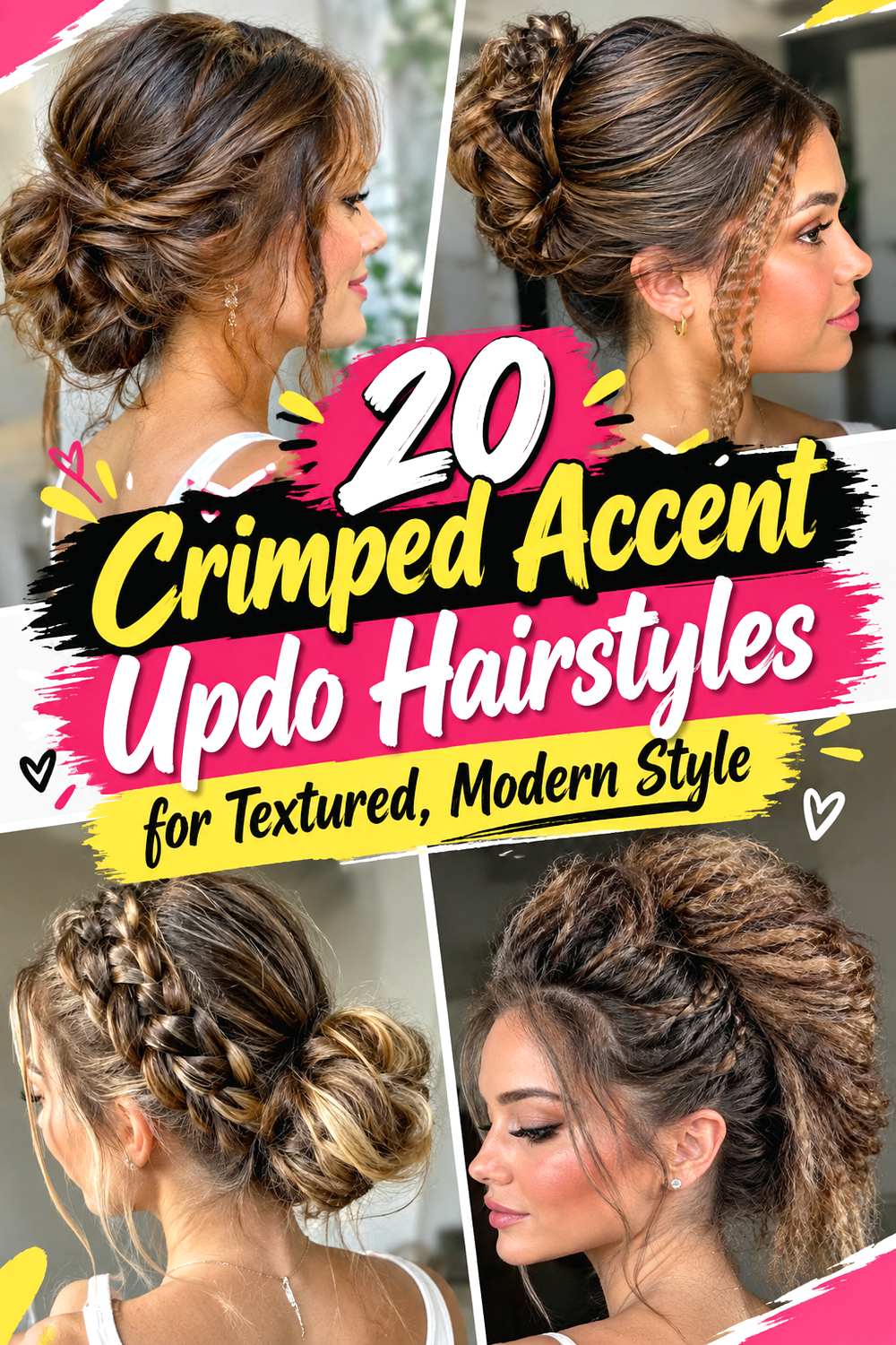 20 Crimped Accent Updo Hairstyles for Textured, Modern Style