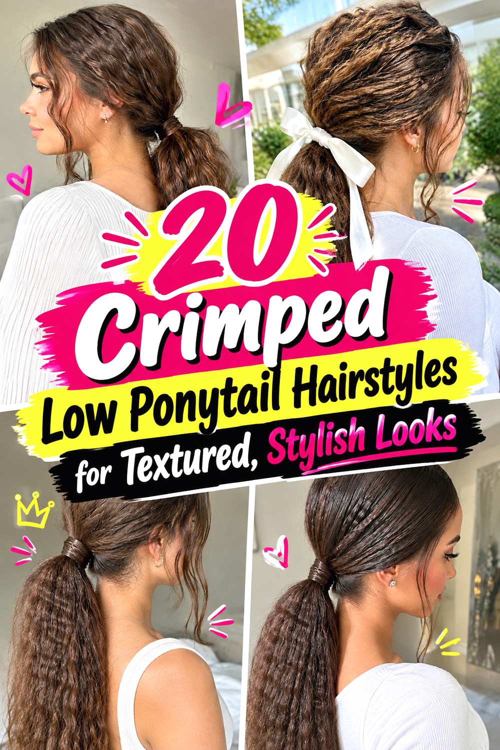 20 Crimped Low Ponytail Hairstyles for Textured, Stylish Looks