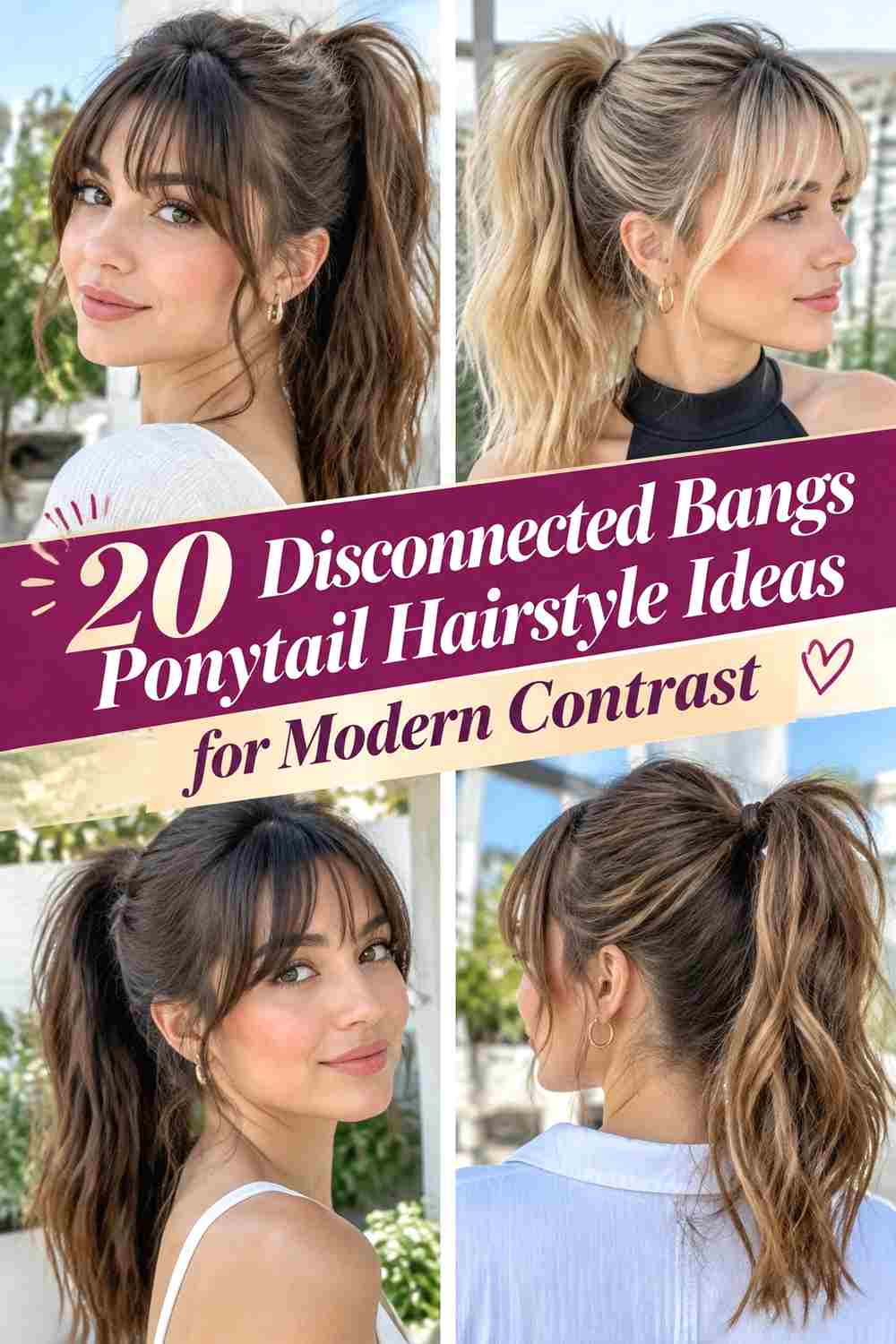 20 Disconnected Bangs Ponytail Hairstyle Ideas for Modern Contrast