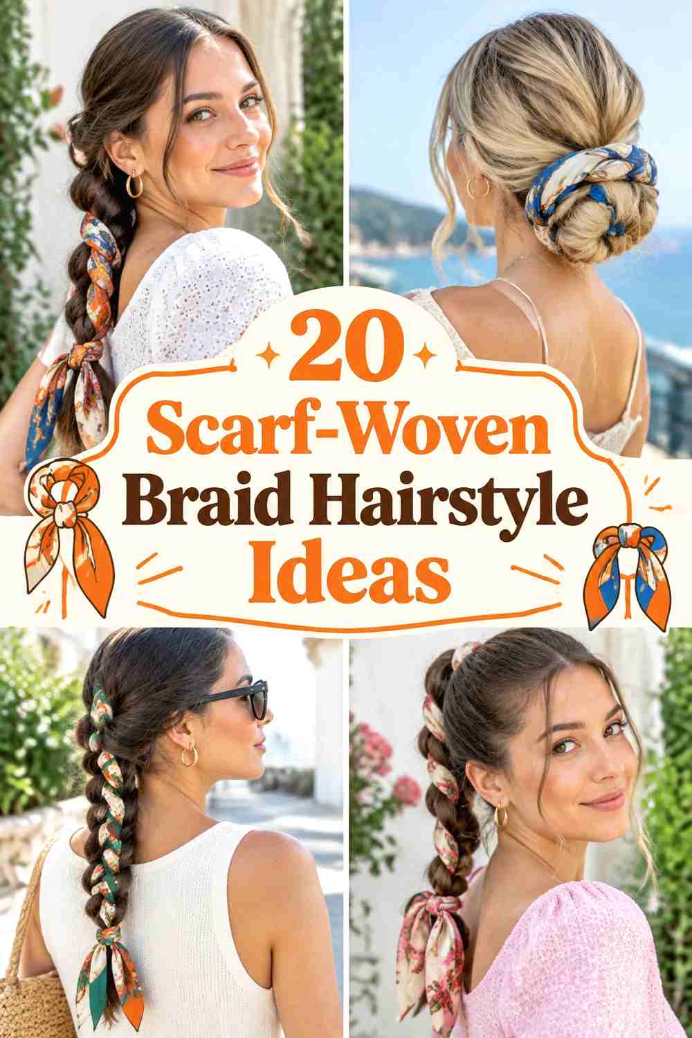 20 Scarf-Woven Braid Hairstyle Ideas