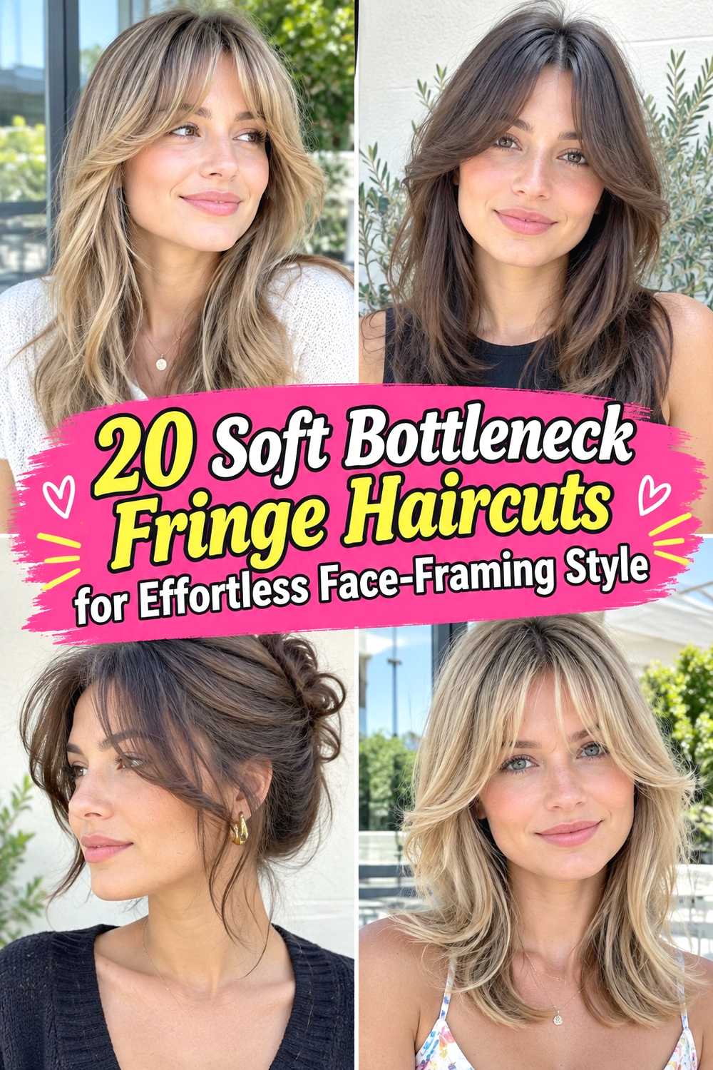 20 Soft Bottleneck Fringe Haircuts for Effortless Face-Framing Style