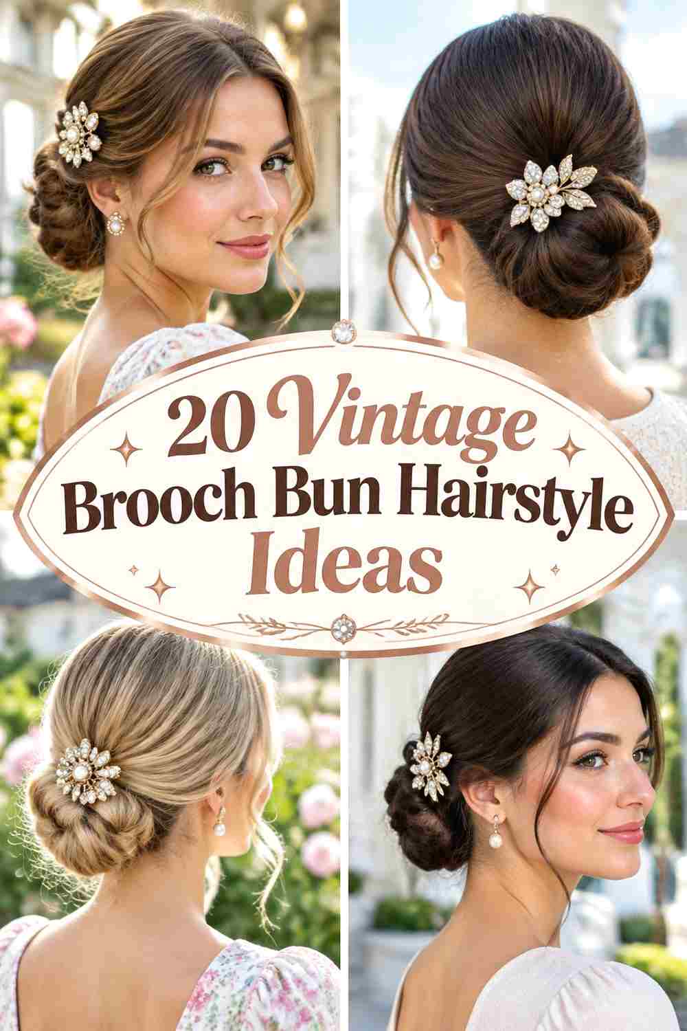 20 Vintage Brooch Bun Hairstyle Ideas