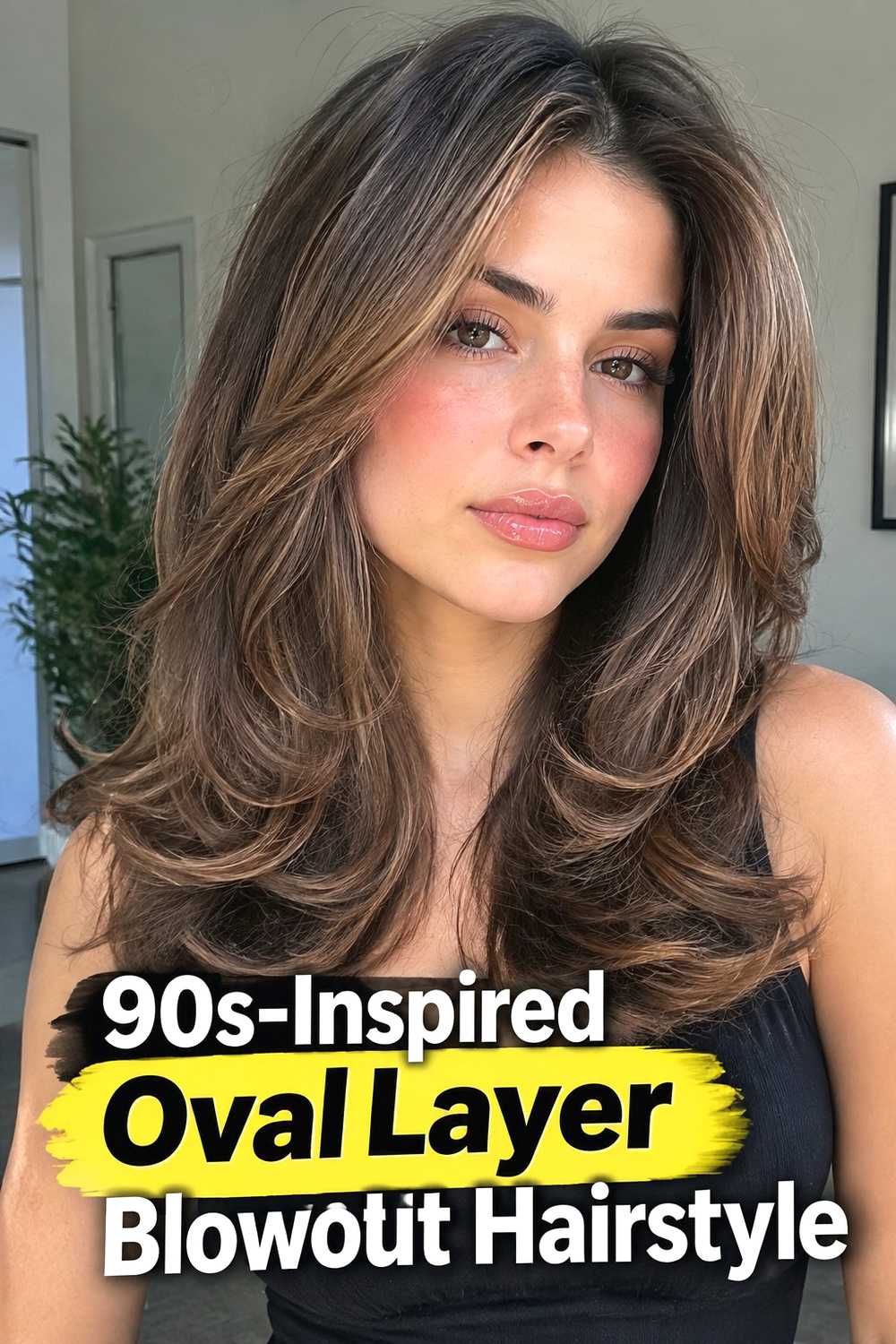 16. 90s Inspired Oval Layer Blowout Hairstyle