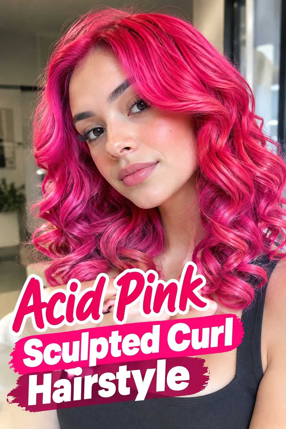 11. Acid Pink Sculpted Curl Hairstyle
