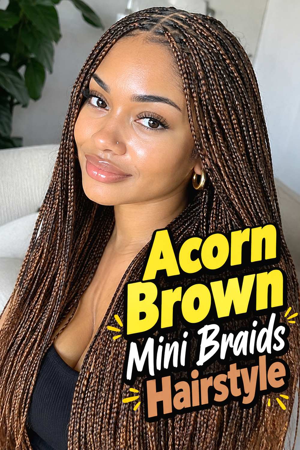 Acorn Brown Mini Braids Hairstyle