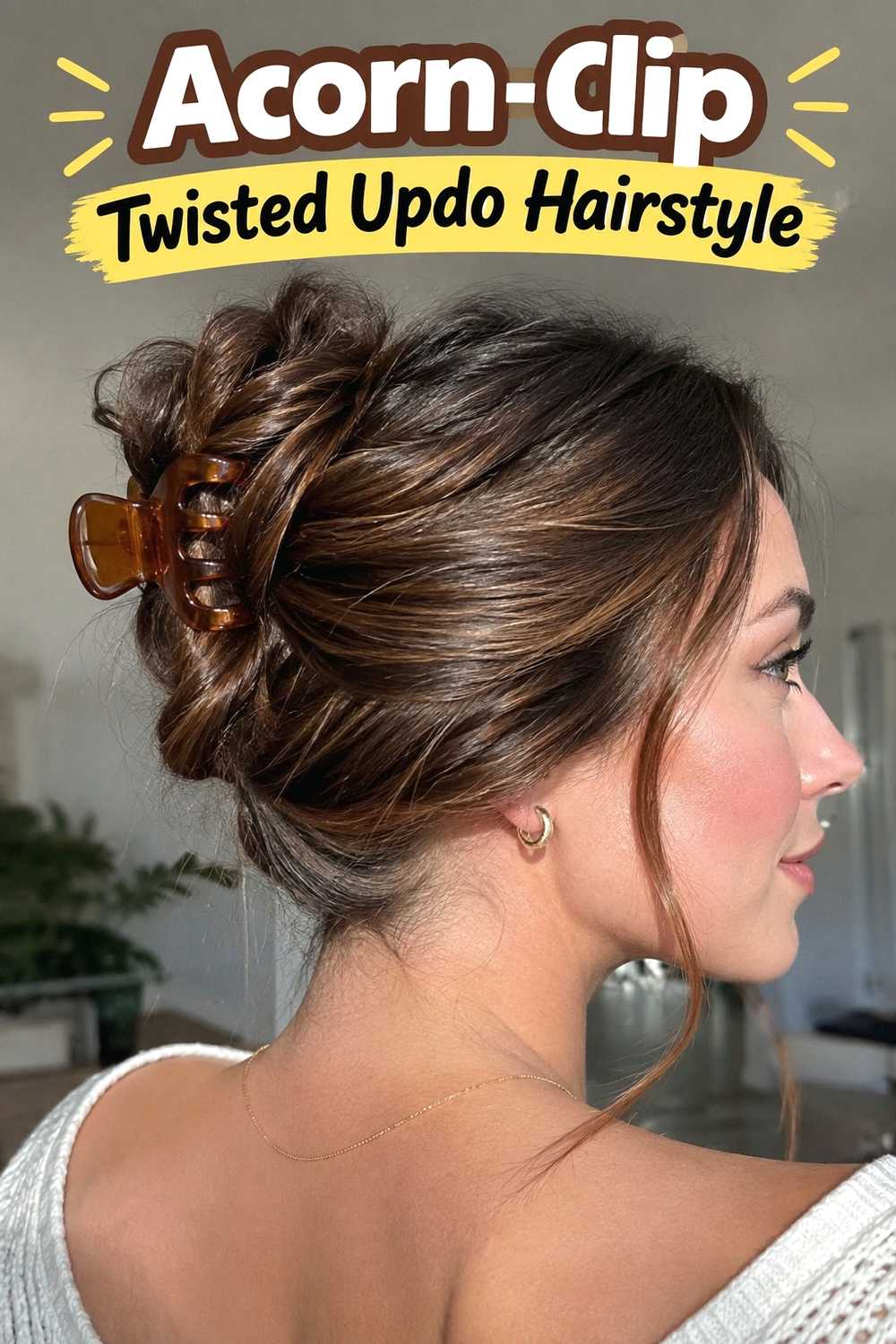 15. Acorn Clip Twisted Updo Hairstyle