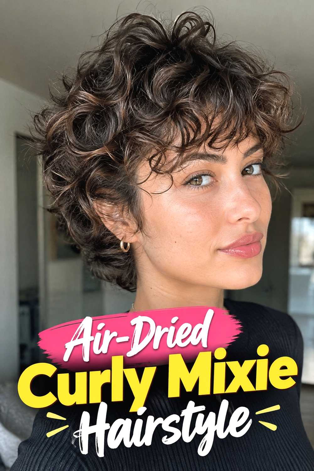 14. Air Dried Curly Mixie Hairstyle