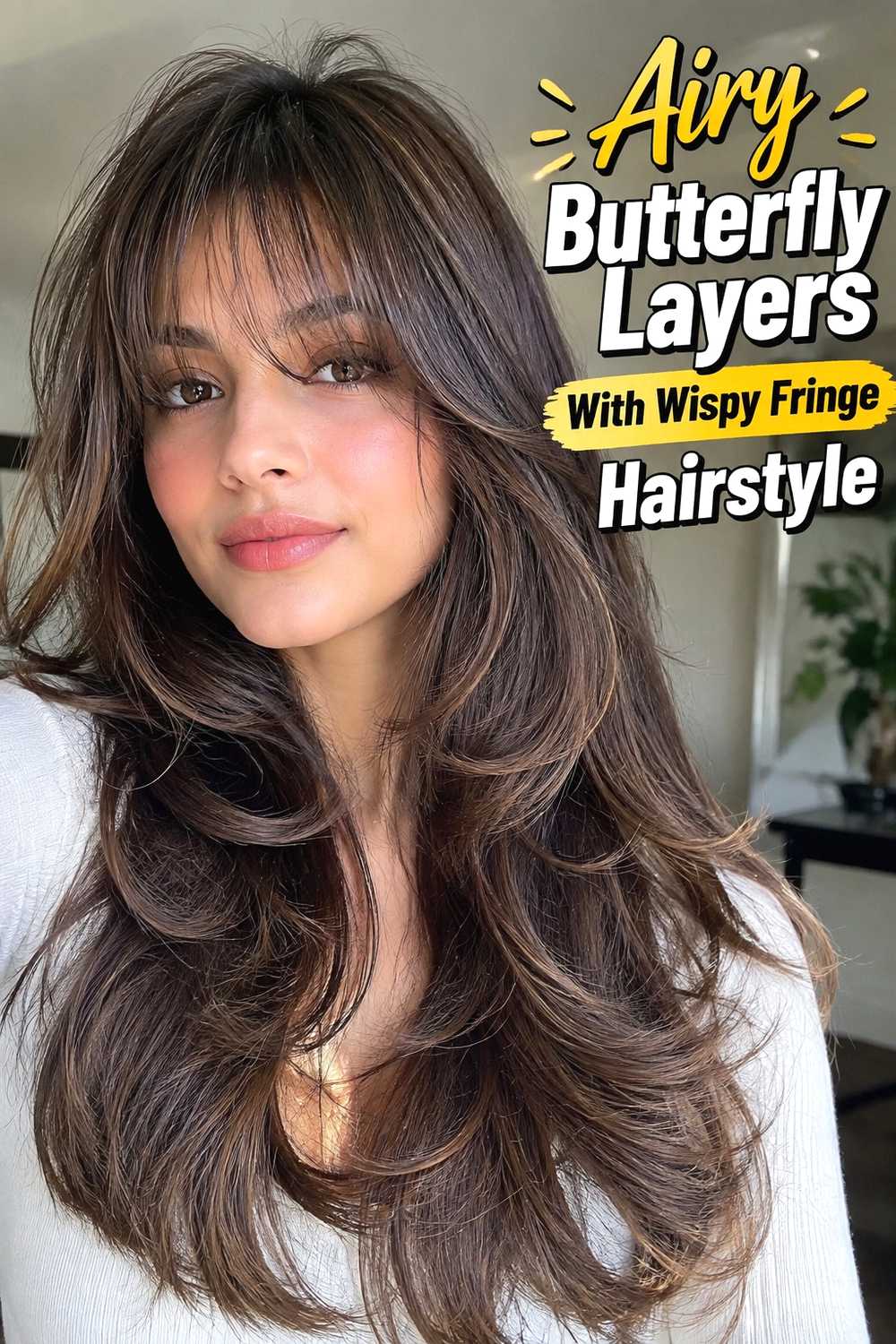6. Airy Butterfly Layers With Wispy Fringe Hairstyle