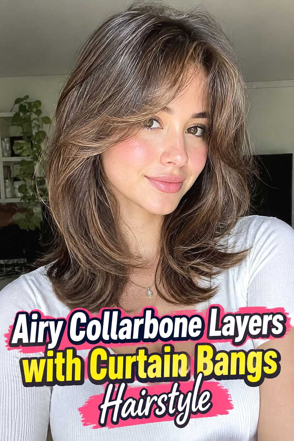 6. Airy Collarbone Layers With Curtain Bangs Hairstyle