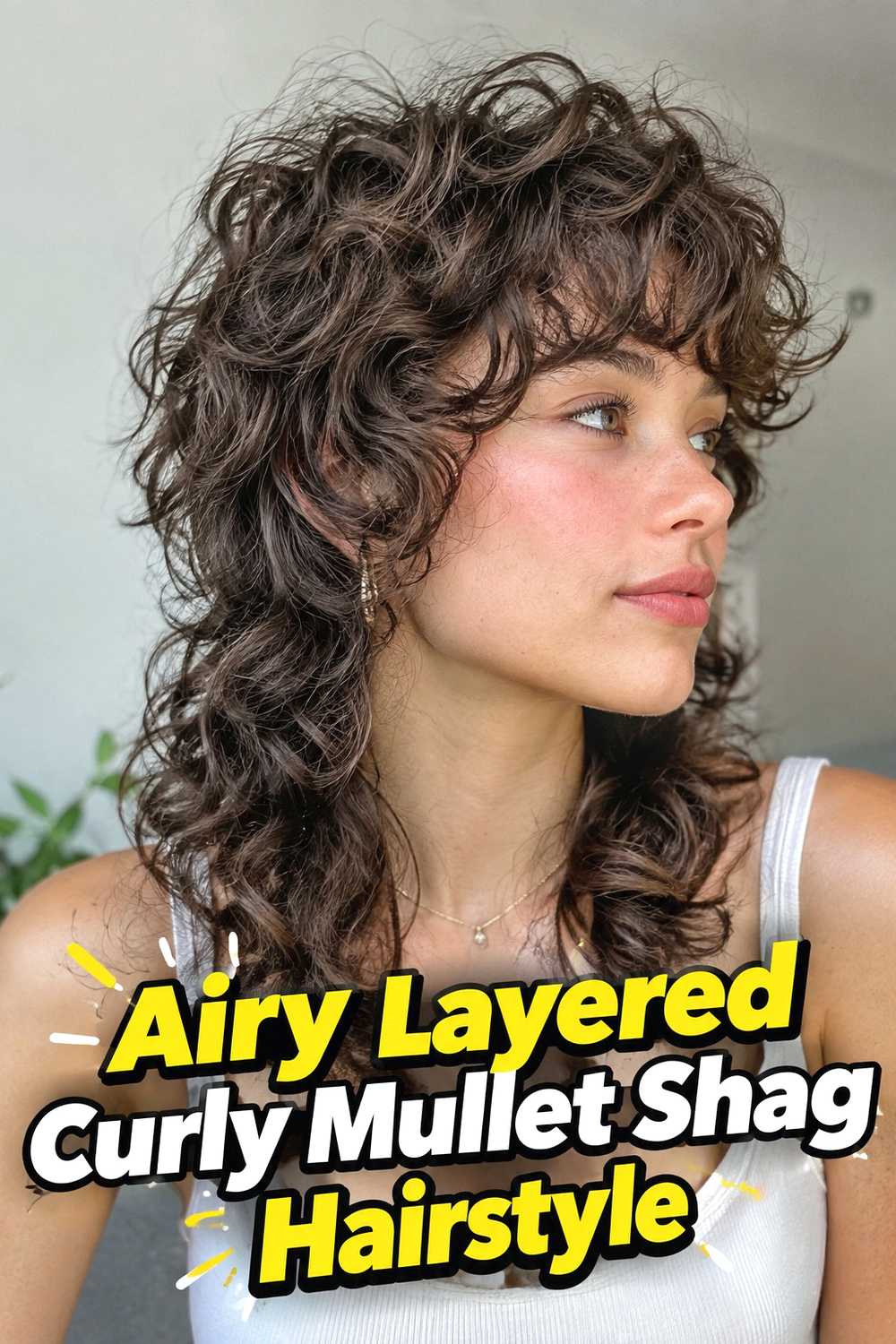 13. Airy Layered Curly Mullet Shag Hairstyle