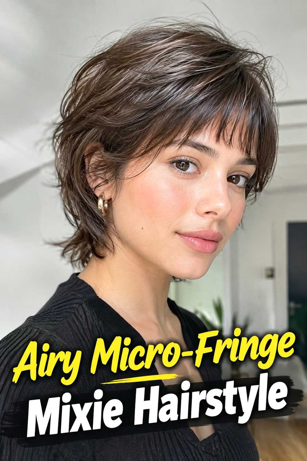 8. Airy Micro Fringe Mixie Hairstyle