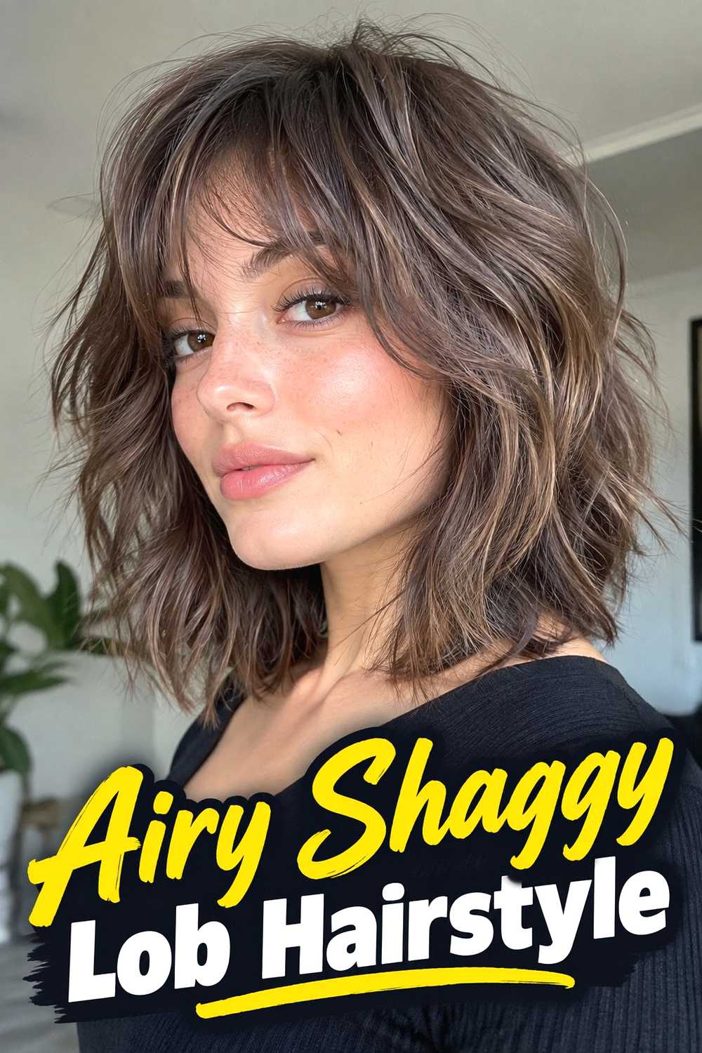 7. Airy Shaggy Lob Hairstyle