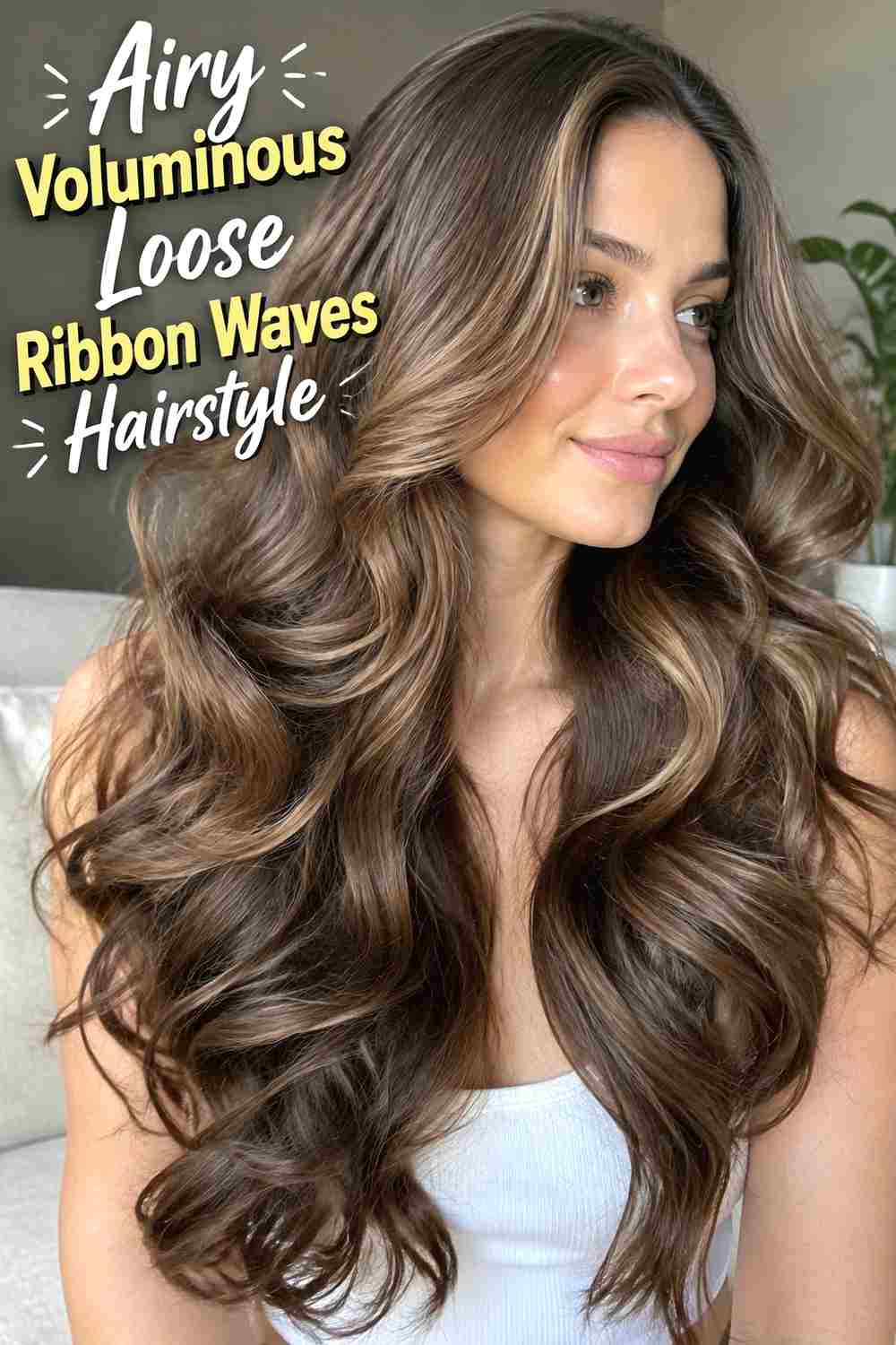 7. Airy Voluminous Loose Ribbon Waves Hairstyle