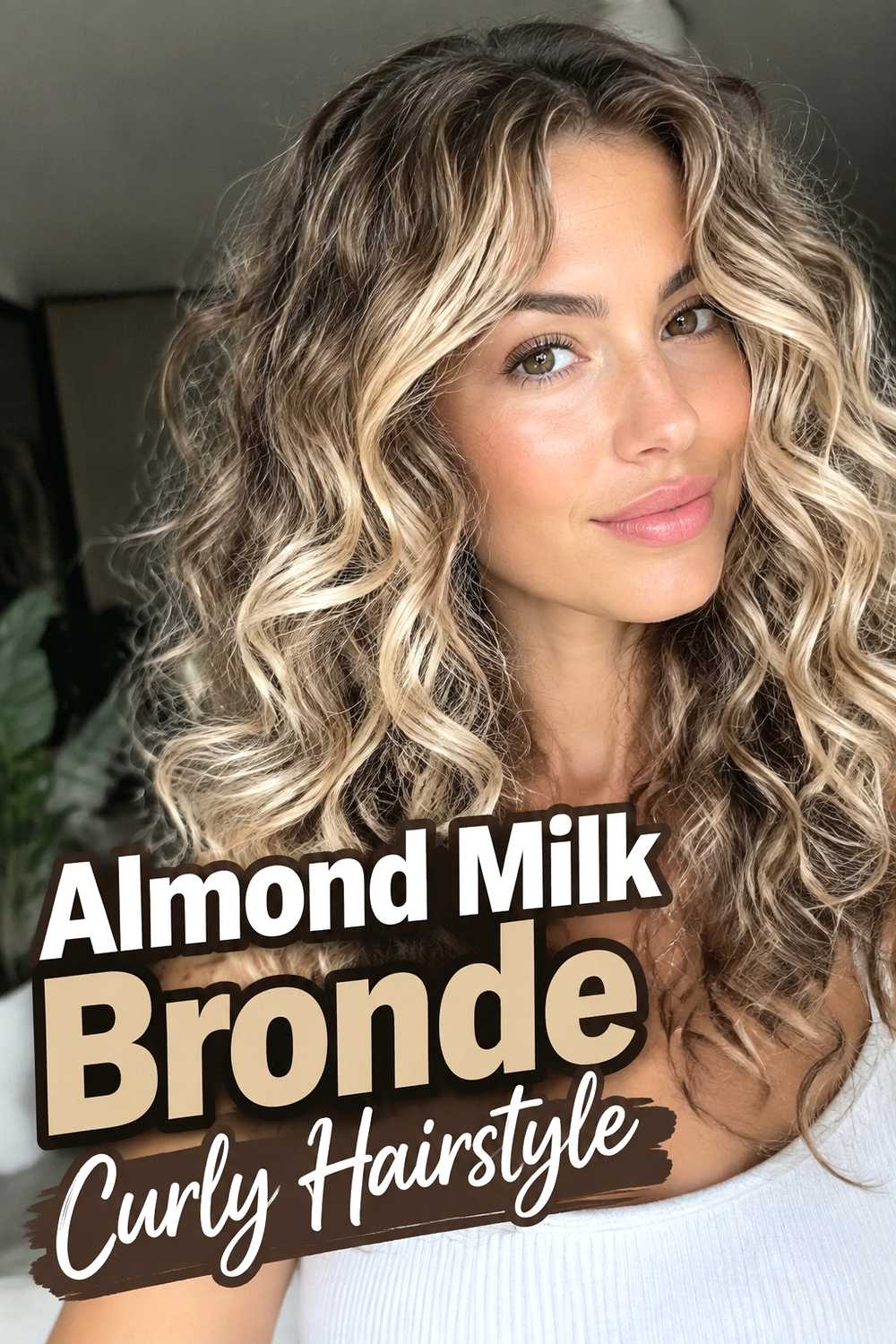 9. Almond Milk Bronde Curly Hairstyle