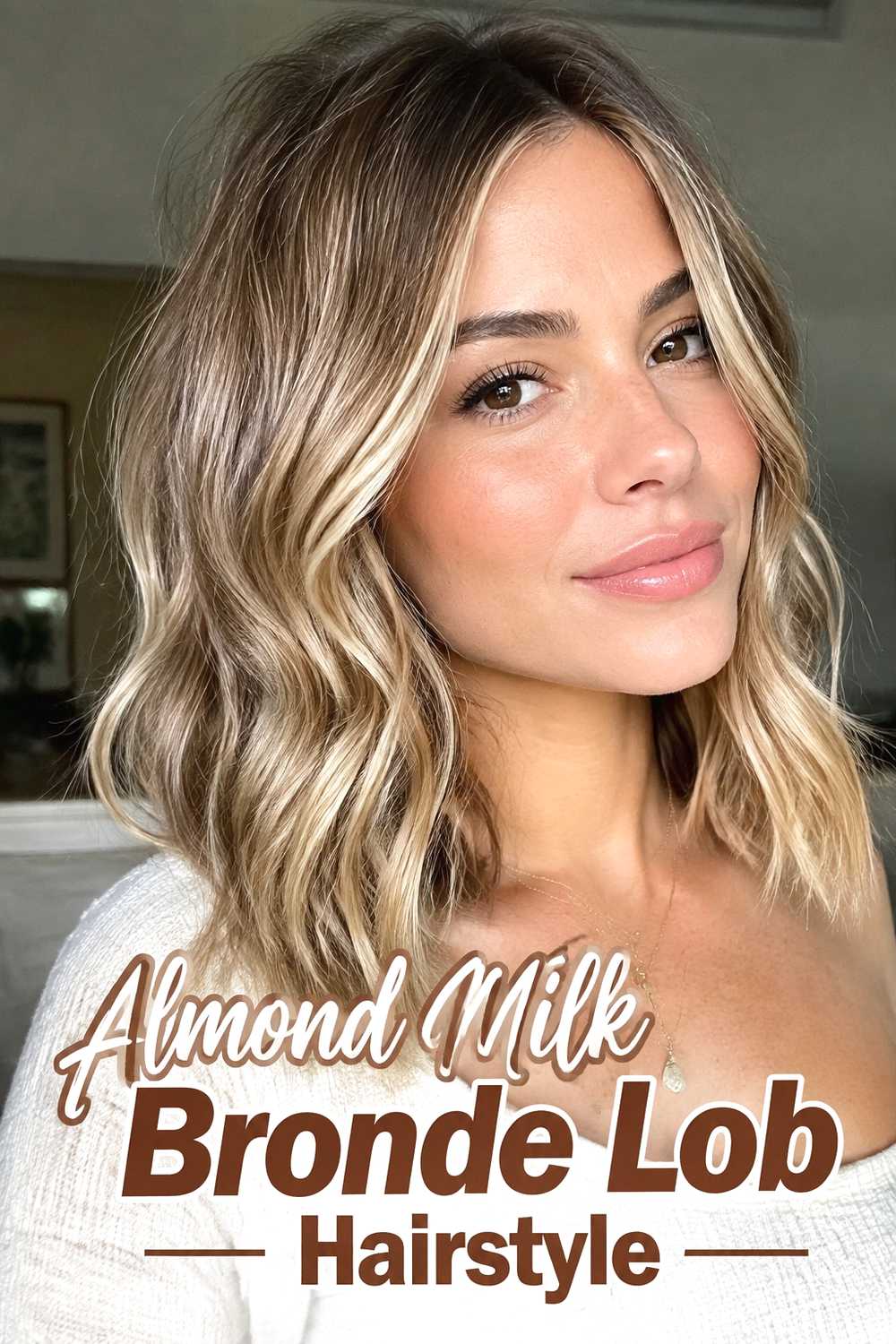 6. Almond Milk Bronde Lob Hairstyle