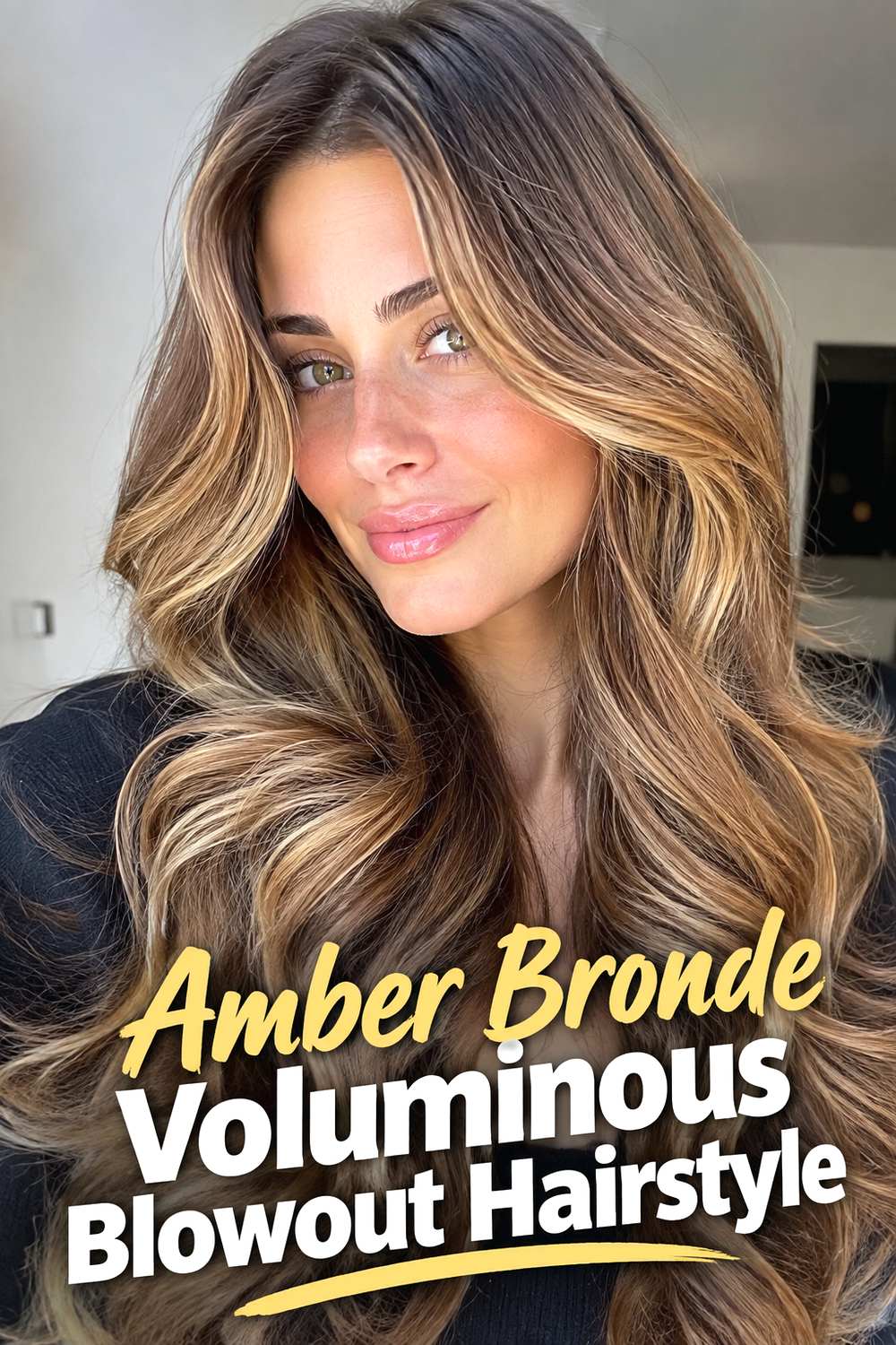 Amber Bronde Voluminous Blowout Hairstyle