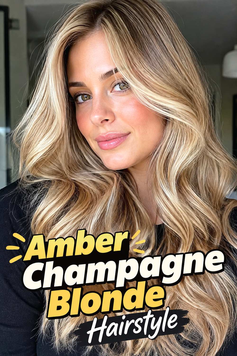 Amber Champagne Blonde Hairstyle