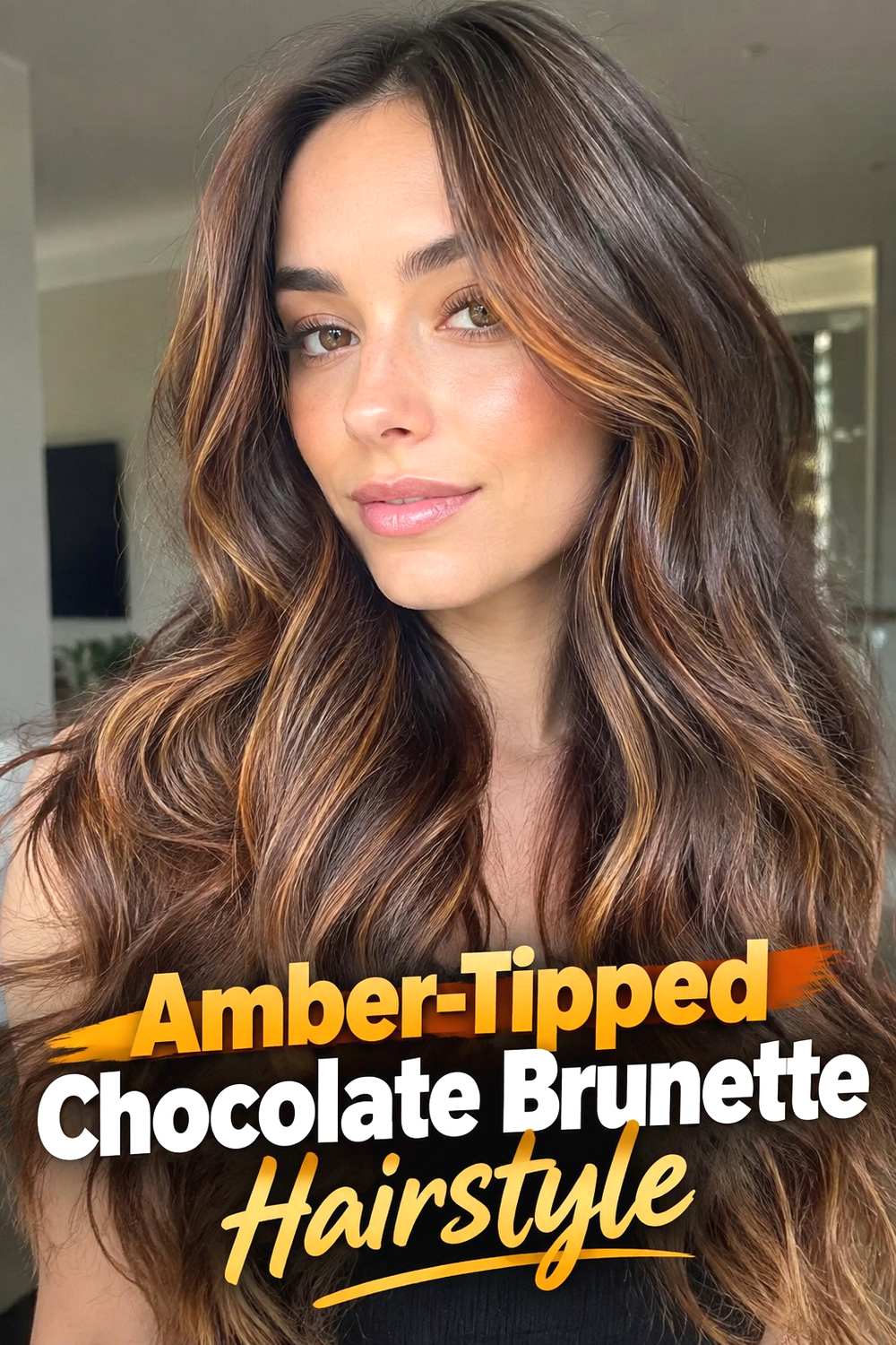 11. Amber Tipped Chocolate Brunette Hairstyle Copy