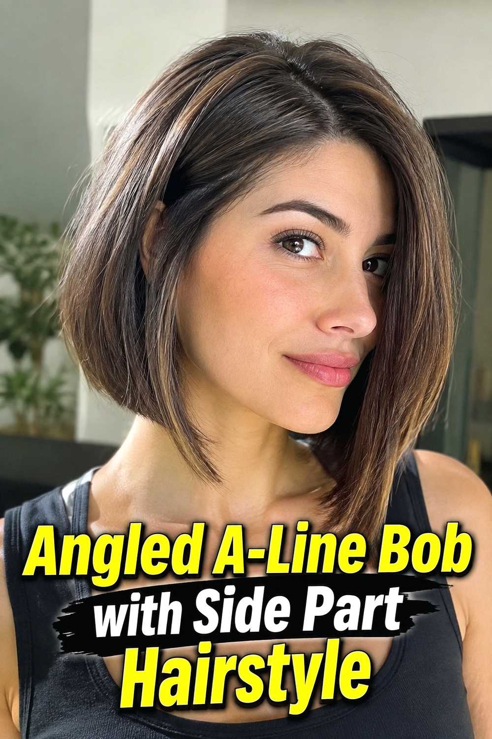 6. Angled A Line Bob With Side Part Hairstyle