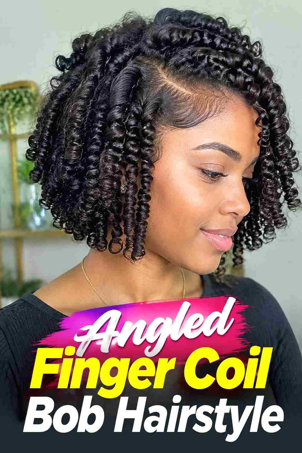 14. Angled Finger Coil Bob Hairstyle