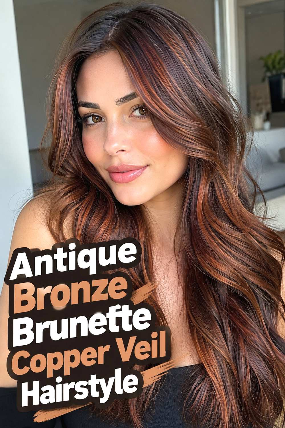 21. Antique Bronze Brunette Copper Veil Hairstyle